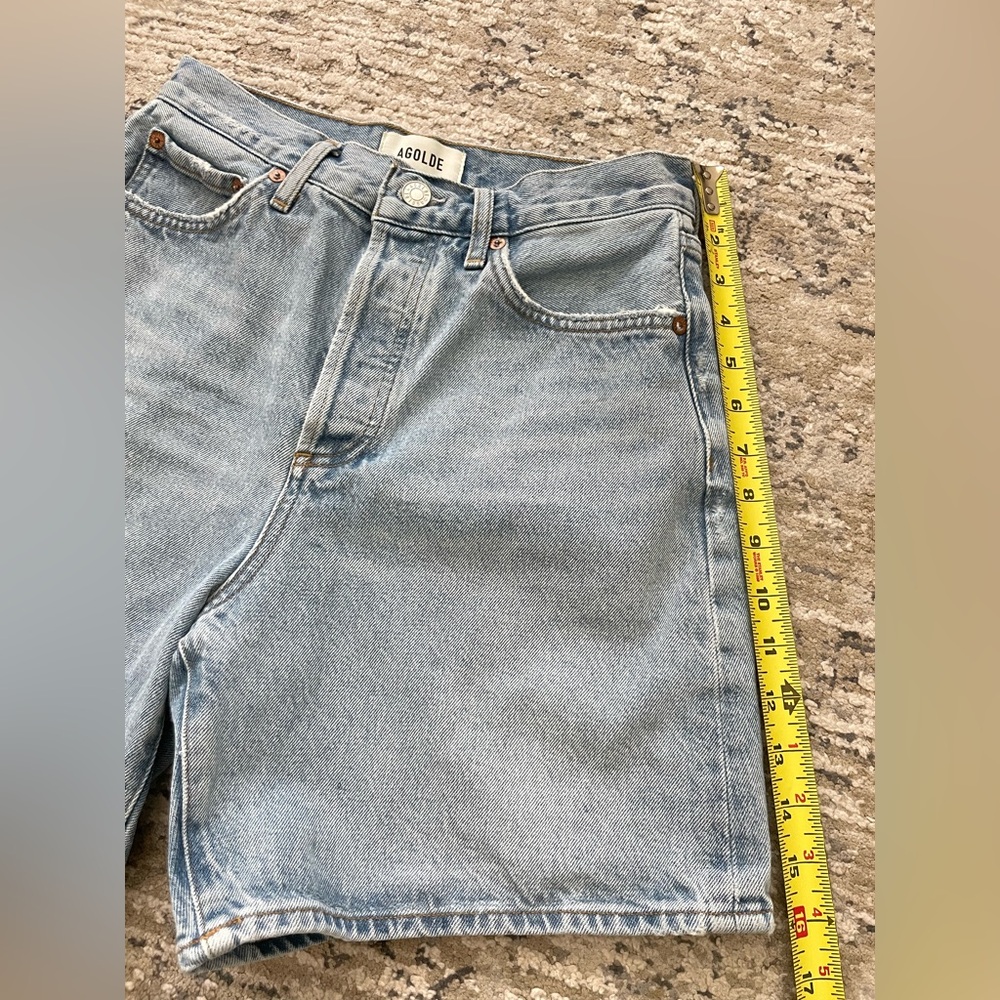 AGOLDE Dame High Waist Mid Length Relaxed Baggy Denim Shorts Size 25 - Picture 9 of 10
